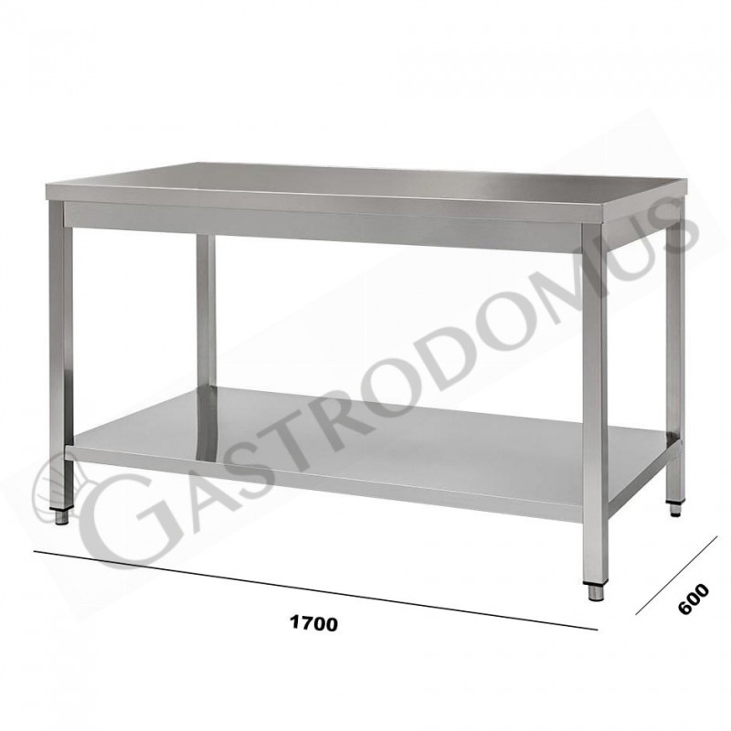 Mesa de acero inoxidable con estante inferior L 1700 mm x P 600 mm x A 850 mm