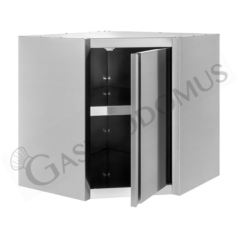 Armario de pared rinconero inox con 1 puerta batiente y 1 estante, L 700 mm x P 700 mm x A 800 mm