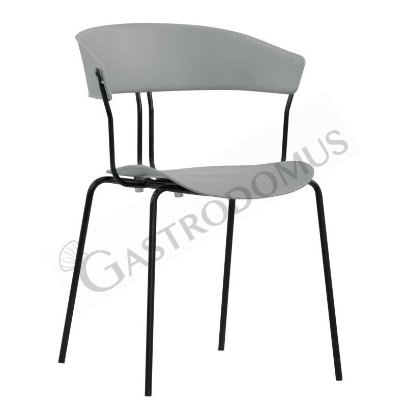 Silla Diana con estructura de metal barnizado, asiento y respaldo de polipropileno