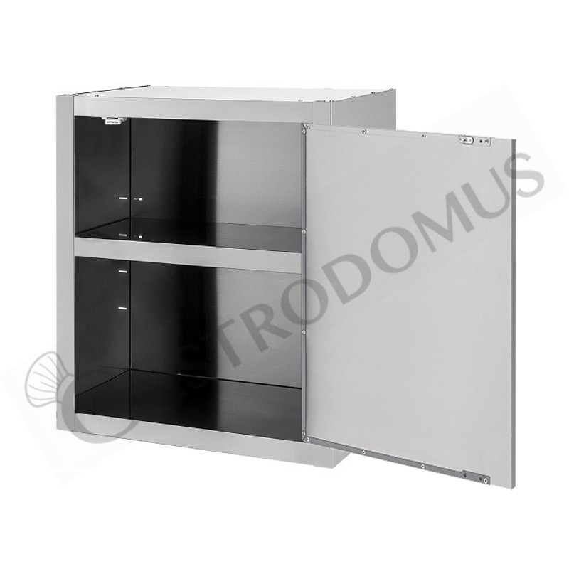 Armario de pared de acero inoxidable con 1 puerta batiente y 1 estante, L 400 mm x P 400 mm x A 660 mm