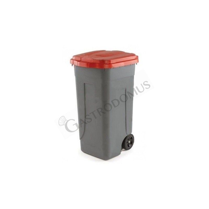 Contenedor de basura de polietileno rojo y gris 80 LT