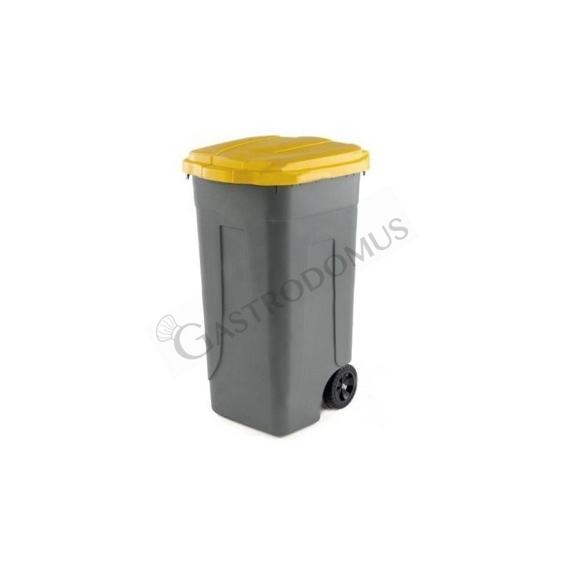 Contenedor de basura de polietileno amarillo y gris 80 LT