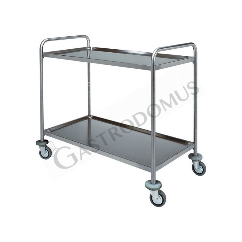 Carro de servicio con estructura tubular de acero inox, medidas L 1000 mm x P 700 mm x H 940 mm.