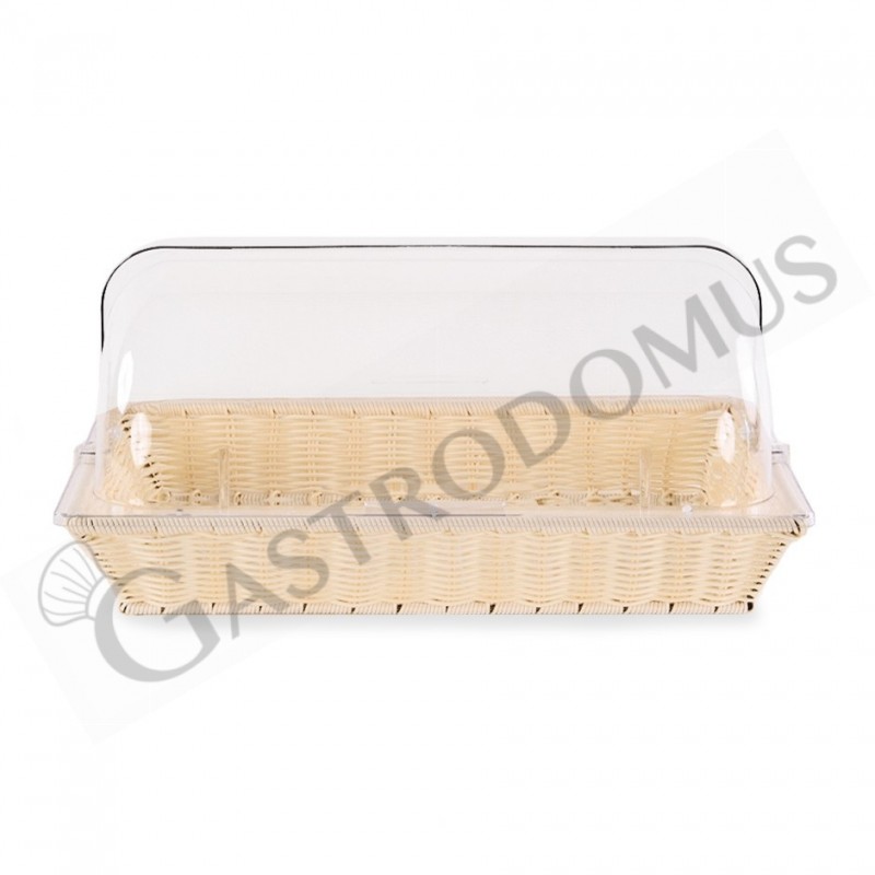 Cesta rectangular de ratán con tapa de policarbonato L 535 x P 335 x A 255 mm